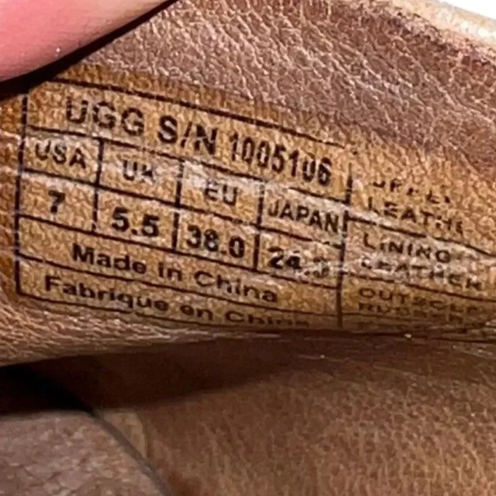 UGG Australia Dominique Peep Toe‎ Gold Cork Wedge 1005109 Women's 7